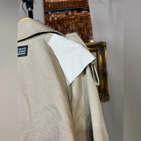 Feng Chen Wang Beige Double Layer Trench Coat Size M - Picture 7 of 10